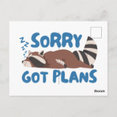 wit sorry heeft plannen grappige wasbeer briefkaart (Achterkant)