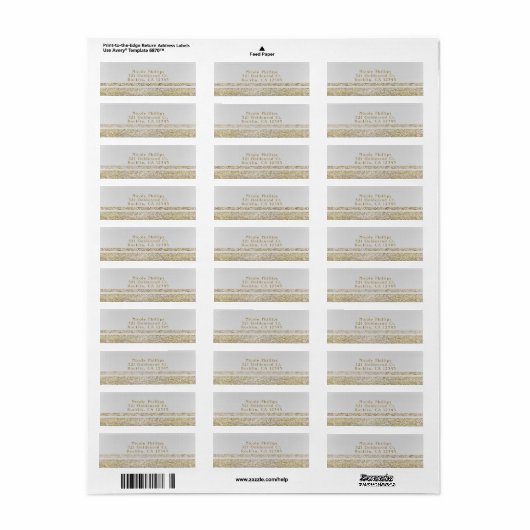 Wit & Spark Goud Glam Party Uitnodiging Etiket (Full Sheet)