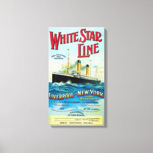 WIT STAR LINE OCEAN MAIL STEAMER CANVAS PRINT (Voorkant)