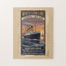 Wit Star Line Olympic & Titanic Poster uit het ver