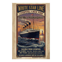 Wit Star Line Olympic & Titanic Poster uit het ver