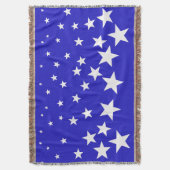 Wit sterpatroon op blauwe achtergrond deken (Voorkant Verticaal)