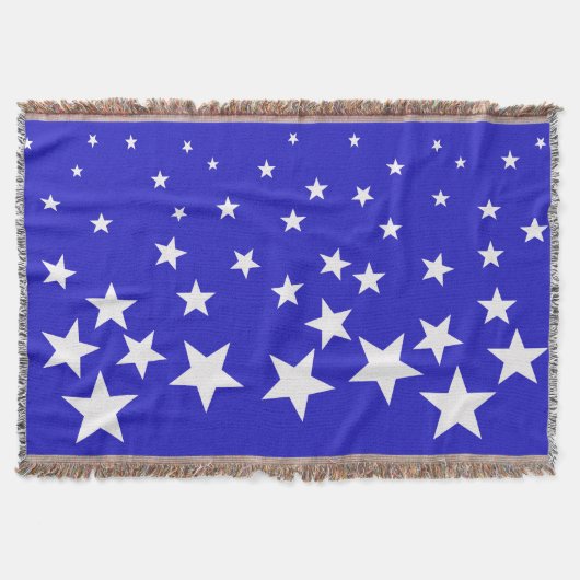 Wit sterpatroon op blauwe achtergrond deken (Voorkant)