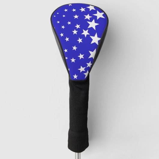 Wit sterpatroon op blauwe achtergrond golfheadcover (Voorkant)