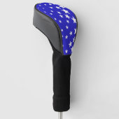 Wit sterpatroon op blauwe achtergrond golfheadcover (Schuin)