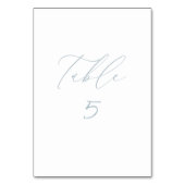 Wit & stoffig blauw Trouwtafel Nummer Kaart (Achterkant)