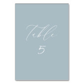 Wit & stoffig blauw Trouwtafel Nummer Kaart (Achterkant)