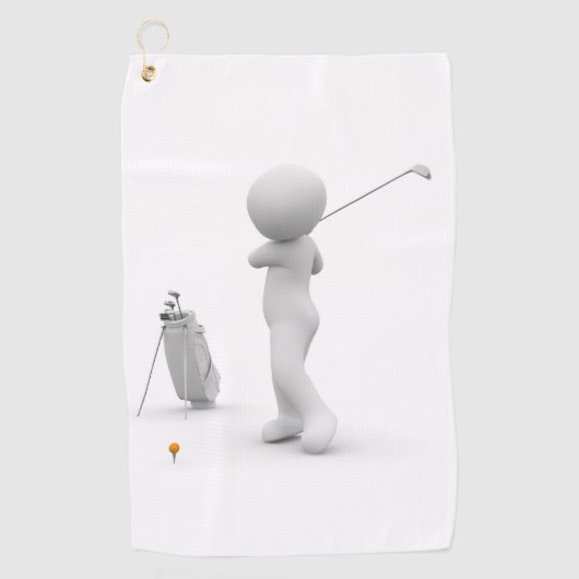 Wit stripfiguur swingend een golfclub Best Golfhanddoek (Voorkant)