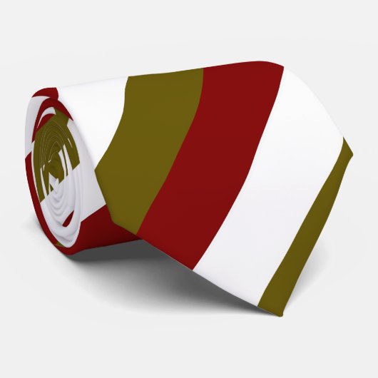 Wit Stropdas met donkerrode/groene strepen (Opgerold)