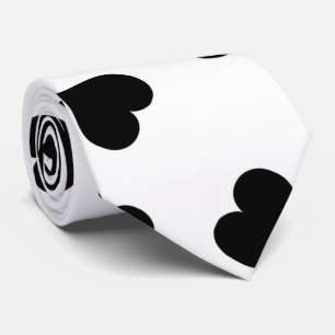 Wit Stropdas Zwarte Harten