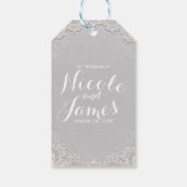 Wit Suède Lederen  Kant Westerne Bruiloft Cadeaulabel (Achterkant)