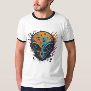 Wit T-shirt, een uniek buitenaards portret T-shirt