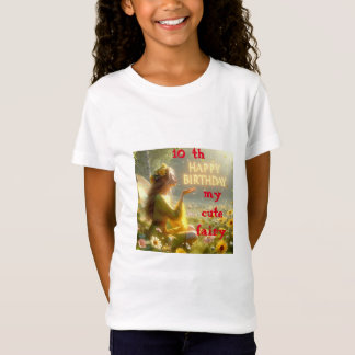 Wit T-shirt Fantasy Illustratie Eenhoorn Fairy E