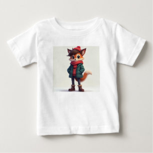 Wit T-shirt met een vossenkarakter afbeelding op d