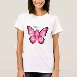 Wit T-Shirt met Roze Vlinder Graphic