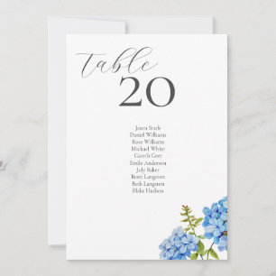 Wit   Tafelkaart en zitplaatskaart met Hortensia m Feestdagenkaart