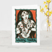 Wit Tara Wenskaart Kaart (Gele Bloem)