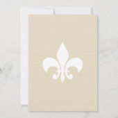 Wit & Taupe Frans Fleur De Lis Scrolls Bruiloft Kaart (Achterkant)