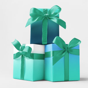Wit Teal Hemelblauw en Turquoise Ombre Mix Inpakpapier Vel