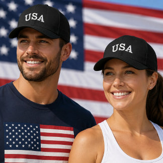 Wit tekst USA gebogen varsity-lettertype Geborduurde Pet