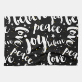 Wit tekstontwerp op zwarte achtergrond theedoek (Horizontaal)