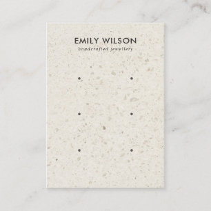 WIT TERRAZZO 3 STUD EARRING DISPLAY CARD VISITEKAARTJE