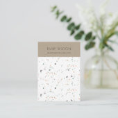 WIT TERRAZZO TEXTURE KRAFT EARRING DISPLAY LOGO VISITEKAARTJE (Staand voorkant)