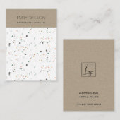WIT TERRAZZO TEXTURE KRAFT EARRING DISPLAY LOGO VISITEKAARTJE (Voorkant / Achterkant)