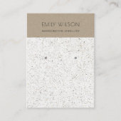 WIT TERRAZZO TEXTURE KRAFT EARRING DISPLAY LOGO VISITEKAARTJE (Voorkant)