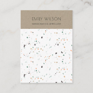 WIT TERRAZZO TEXTURE KRAFT EARRING LOGO VISITEKAARTJE