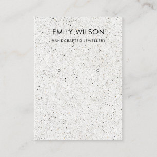 WIT TERRAZZO TEXTURE KRAFT EARRING LOGO VISITEKAARTJE