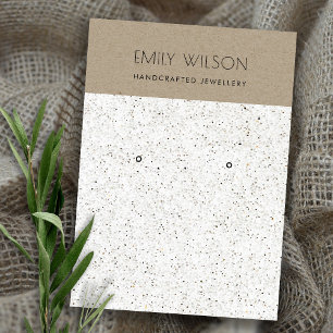 WIT TERRAZZO TEXTURE KRAFT EARRING LOGO VISITEKAARTJE