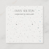 WIT TERRAZZO-TEXTURE STUD EARRING DISPLAY LOGO VIERKANTE VISITEKAARTJE (Voorkant)