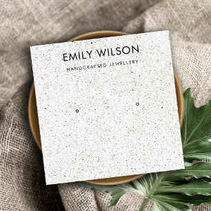 WIT TERRAZZO TEXTURE STUD EARRING LOGO VIERKANTE VISITEKAARTJE