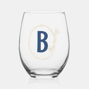 Wit touw Lijst met monogram Wijnglas Zonder Voet