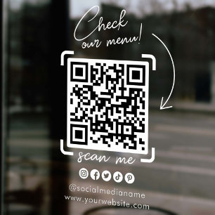 Wit Transparant Bedrijf QR Code Social Media Raamsticker