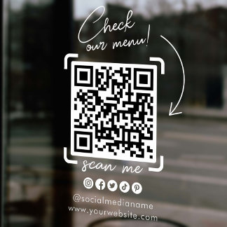 Wit Transparant Bedrijf QR Code Social Media Raamsticker