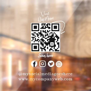 Wit transparant QR social biz deur bord Raamsticker