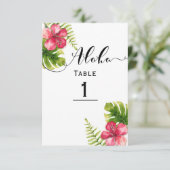 Wit Tropisch Hibiscus Chic Trouwtafel Nummer Kaart (Staand voorkant)