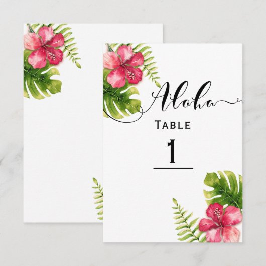 Wit Tropisch Hibiscus Chic Trouwtafel Nummer Kaart (Voorkant / Achterkant)