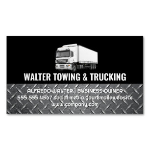Wit Trucking Logo Stalen Afwerking Logistiek Magnetisch Visitekaartje