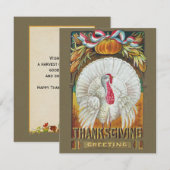 -wit Turkije en Thanksgiving groet Feestdagenkaart (Voorkant / Achterkant)