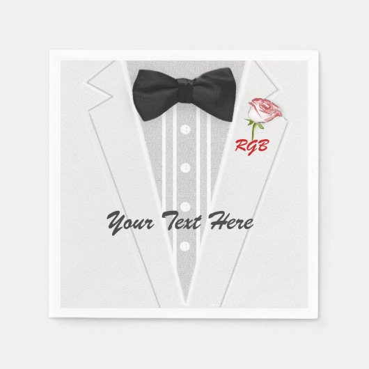 Wit Tuxedo Monogram met Roos Servet (Voorkant)