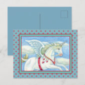 WIT UNICORN, FANTASY PEGASUS FEESTDAGENKAART (Voorkant / Achterkant)