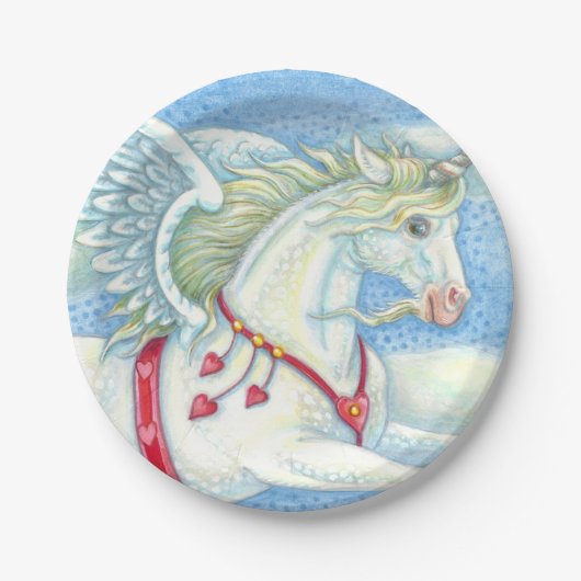 WIT UNICORN, FANTASY PEGASUS PAPIEREN BORDJE (Voorkant)