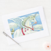 WIT UNICORN, FANTASY PEGASUS RECHTHOEKIGE STICKER (Envelop)
