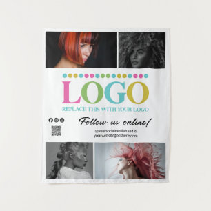 Wit Uw Logo Foto's QR Code Social Media Promo Wandkleed