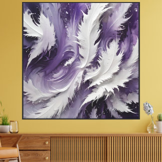 Wit Veerachtig en Paars Canvas Afdruk