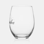 Wit verjaardagsnummer | Zwarte naam Datum Wijnglas Zonder Voet (Links)