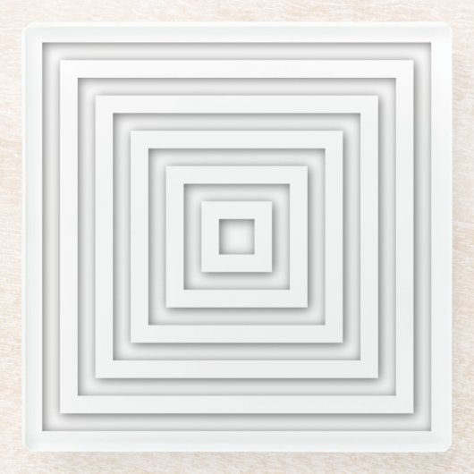 Wit vierkant geometrisch glazen onderzetter (Voorkant)